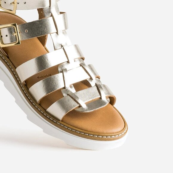 NEW CARLO PERA Made In Italy Leather Gladiator Sandals Platinum for women 563mn - Picture 6 of 9